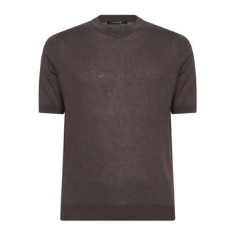 Tagliatore Round-neck Knitwear, male, Brown, Size: L Short-sleeve T-shirt