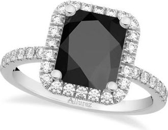 Allurez Black Onyx & Diamond Engagement Ring 14k White Gold in 3.32Ct/white Gold at Nordstrom, Size 6.5