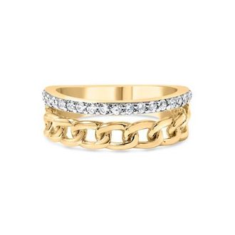 House of Brilliance 10K Yellow Gold 1/5 Cttw Diamond Cuban Link Ring Band at Nordstrom, Size 8