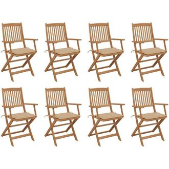 vidaXL Vidaxl - Sillas De Jard&iacute;n Plegables 8 Uds Y Cojines Madera Maciza Acacia