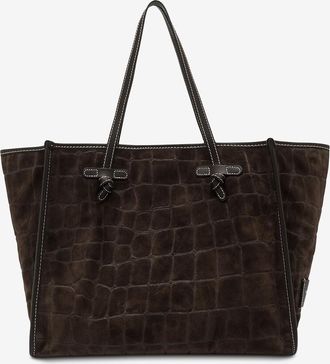 Gianni Chiarini Trapezförmiger Wildleder-Shopper in Krokodiloptik Marcella