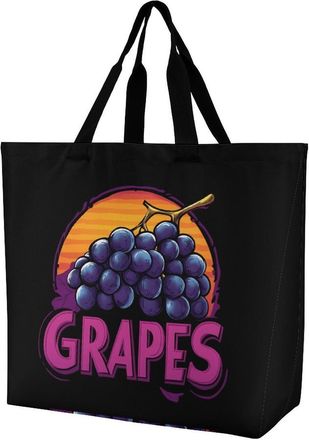 Generic Grapes Reusable Shopping Bags Large Capacity Grocery Bag Heavy Duty Tote for Women 40x40x16cm