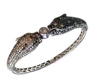 Bespoke Pave Set Black And White Diamond Panther Bangle
