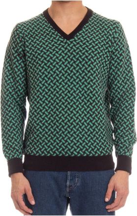 Drumohr Kasjmier trui met koekjespatroon - Heren - Cashmere truien - Groen - XL - Kasjmier - Truien & Vesten