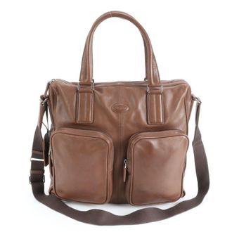 Tod's Brown Leather Briefcase Tote Bag (Pre-Owned)