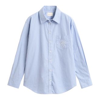 GANT Blusa Cl&aacute;sica de Popelina de Corte Relajado con Rayas - Blouses & Shirts - Mujer - Azul - 2XL