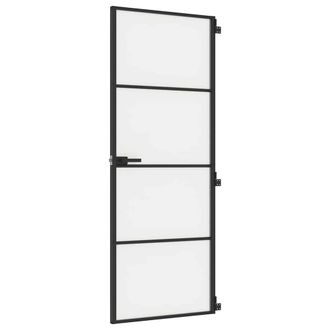 Berkfield Home Interior Door Slim Black 76x201.5 cm Tempered Glass & Aluminium