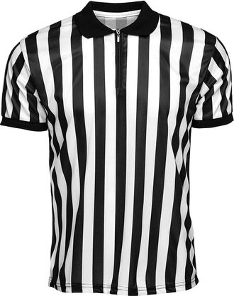 Generic Mens Referee Shirt,Collared Stripes Umpire Costume | Moisture-Wicking Breathable Referee Shirt for Baseball Wrestling Football Basketball Soccer Hocke
