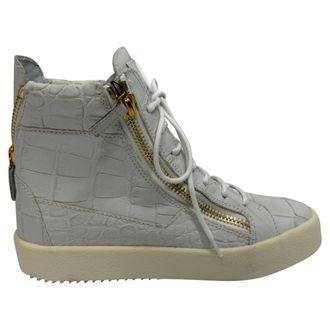 Giuseppe Zanotti Giuseppe Zanotti hoge sneakers met krokodillenprint in grijs leer