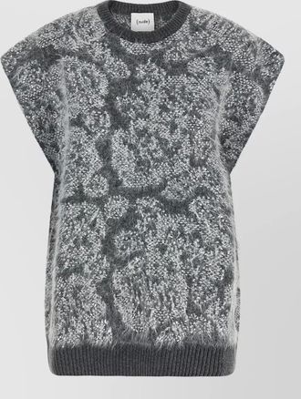Nude jacquard sleeveless sweater