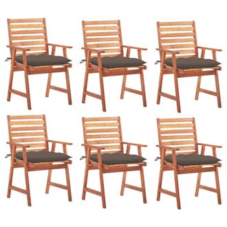 vidaXL Vidaxl - Sillas Comedor De Jard&iacute;n Y Cojines 6 Uds Madera Maciza Acacia