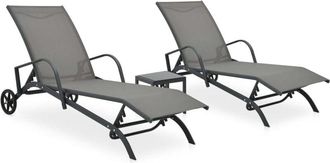 vidaXL vidaXL Lettini Prendisole 2 pz con Tavolo in Textilene e Acciaio