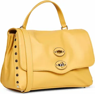Zanellato Womens Small Postina Handbag With Yellow Sole Bovine Leather Handbags Hand Bags