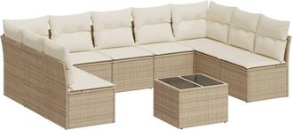 vidaXL Juego De Sof&aacute;s Jard&iacute;n Con Cojines Beige 10 Pzas Rat&aacute;n Sint&eacute;tico Vidaxl