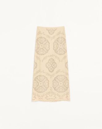 Valentino Midi Skirt In Floral Stamp Blanket Wo