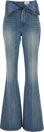 Alexander McQueen Blue Fold Over Waist Jeans