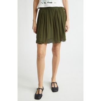 Bode Mab Button Silk Georgette Skirt in Olive at Nordstrom, Size 12