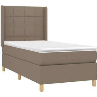 vidaXL Cama Box Spring Con Colch&oacute;n Tela Gris Taupe 90x190 Cm Vidaxl