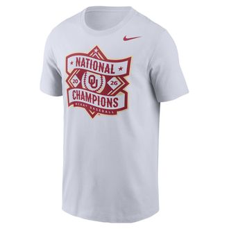 Nike Oklahoma 2026 NCAA Baseball College World Series National Champions Official Logo Nike Mens College T-Shirt in White | M11332P517NBOK-WHT