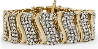 House of Brilliance 14K Yellow Gold 15.0 Cttw Diamond Chevron Wave 7.25 Inch Link Bracelet (J-K Color, I1-I2 Clarity)