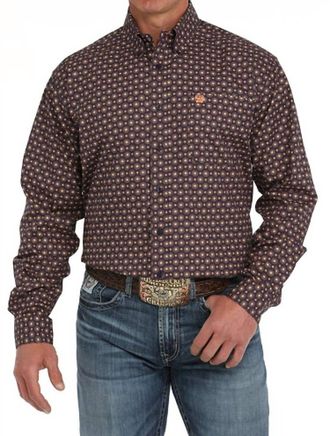 Cinch Mens Print Classic Button Down Shirt In Purple