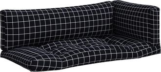 vidaXL Cojines Para Pal&eacute;s 3 Piezas Tela Oxford A Cuadros Negros Vidaxl