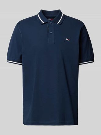 Tommy Jeans Regular Fit Poloshirt mit Logo-Stitching in Marine, Größe XS