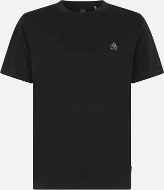 Moose Knuckles Mens Crescent Metal Logo Regular Fit Black T-Shirt - Size: 38