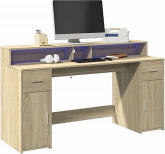 vidaXL Vidaxl - Escritorio Con Led Madera Ingenier&iacute;a Roble Sonoma 160x55x91 Cm