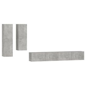 Berkfield Home 4 Piece TV Cabinet Set Concrete Grey Engineered Wood