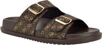 Guess Veribno Slide Sandal in Dark Brown Logo Multi at Nordstrom Rack, Size 11
