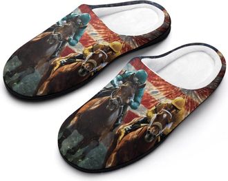 Generic USA Running Horses Womens Slippers Winter Warm House Shoes Indoor Outdoor Hotel Slipper