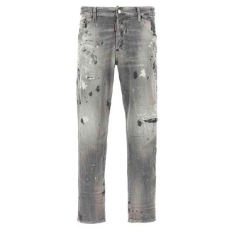 Dsquared2 Mens Grey Skater Jeans Paint Design