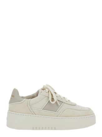 Axel Arigato Beige Sneakers With Contrasting Heel With Logo Lettering In Leather Blend Woman