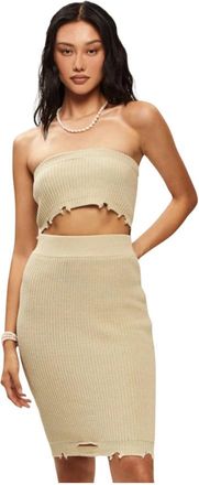 SER.O.YA Mini Grace Katoenen Jurk in Beige - Dames - Korte kleedjes - Beige - L - Katoen - Kleedjes