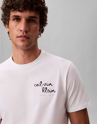 Calvin Klein Jeans T-shirt con logo sul petto bianca-Bianco