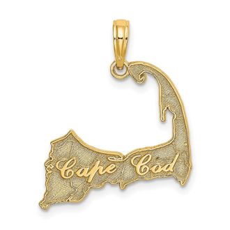 Diamond2Deal 14k Yellow Gold CAPE COD Map Charm Pendant