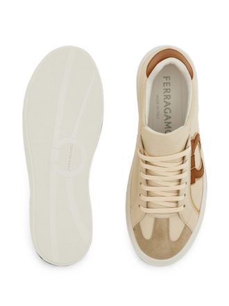 Ferragamo Gancini-Detailed Calfskin Sneaker - Cream