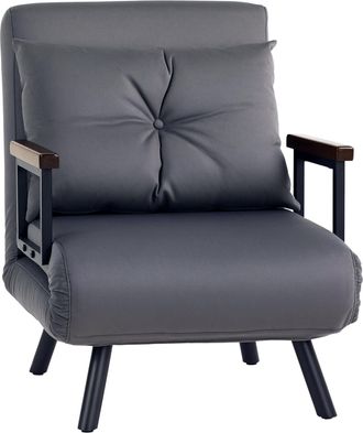 HOMCOM Click Clack Single Chair Bed Settee For Living Room - Guest Room - Charcoal grey | TJ Hughes