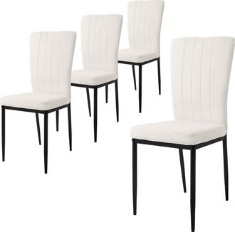ML Design Ml-design Set De 4 Sillas De Comedor, Tapizadas De Terciopelo Blanco, Respaldo Alto, Asiento Dise&ntilde;o Moderno Y C&oacute;modo Para Sal&oacute;n O Cocina, Ergon&oacute;mico, 