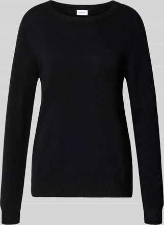 Vila Strickpullover aus Viskose-Mix mit Rundhalsausschnitt in Black, Gr&ouml;&szlig;e XL