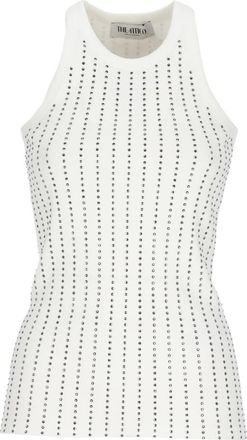 The Attico Kristalversierde Katoenen Top - Dames - Tops zonder mouwen - Wit - XS - Katoen - Tops