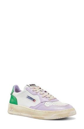 Autry Retro Low Sneaker in White/Lilac/Green Leatherdnu at Nordstrom Rack, Size 9Us / 39Eu