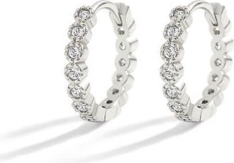 Mint & Lily Shimmer Huggie Hoop Earrings in Silver at Nordstrom