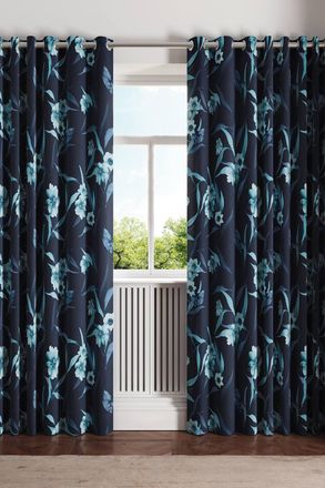 Ted Baker Cabana Cotton Lined Curtains in Navy | Size: 168 cm width x 229 cm drop