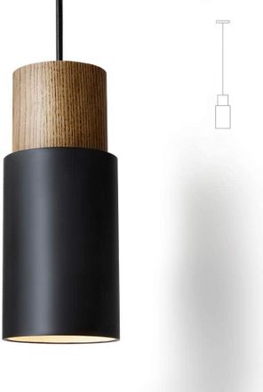 OEM L&aacute;mpara Colgante Vintage Cilindro L&aacute;mpara Colgante Aluminio Regulable En Altura L&aacute;mpara Colgante Industrial Madera E27 Bombilla 60w Negro 1 Pieza Para