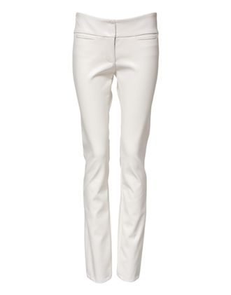 Dolce & Gabbana White Polyurethane High Waist Tapered Womens Pants