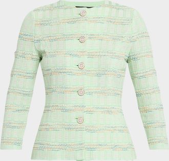 Misook Tailored-Fit Plaid Textured Knit Jacket