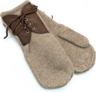 Portolano Mitten gloves with leather in Nile Brown/taupe at Nordstrom