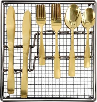 Gibson Home Abbeville 41 Piece Stainless Steel Flatware Set with Wire Caddy in Metallic Gold at Nordstrom